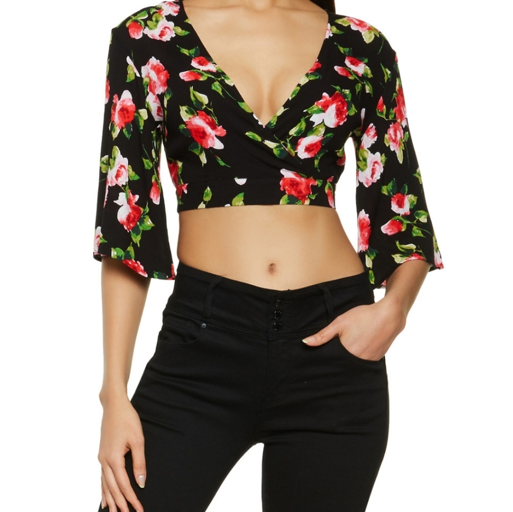 Ambiance Floral Sexy Crop Top NWT